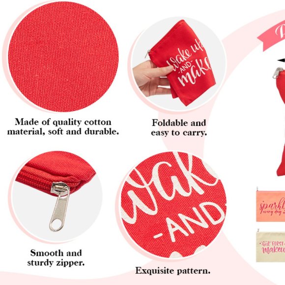 NWOT Women’s Makeup Accessory Orange CosmeticBag With FunSaying-Sparkle EveryDay - Picture 11 of 13